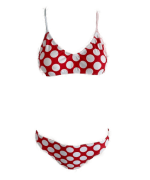 Full back red and white polka dot bikini