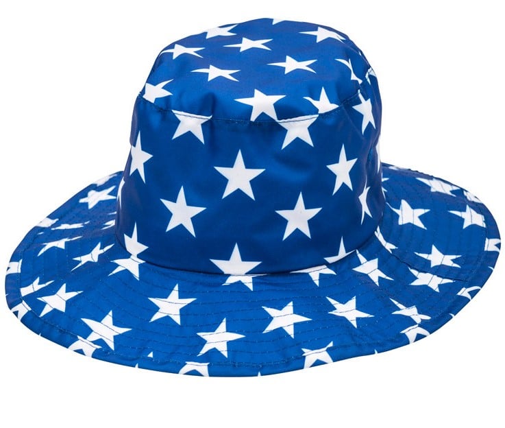 Blue and White Star Wide Brimmed Hat