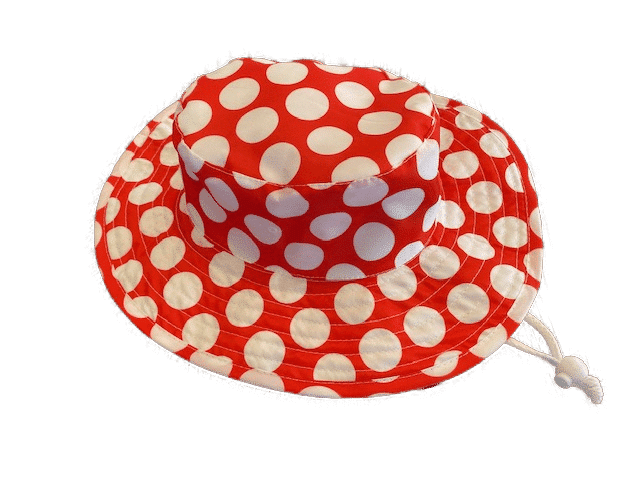 UV wide-brimmed Sun Hat red polka dots