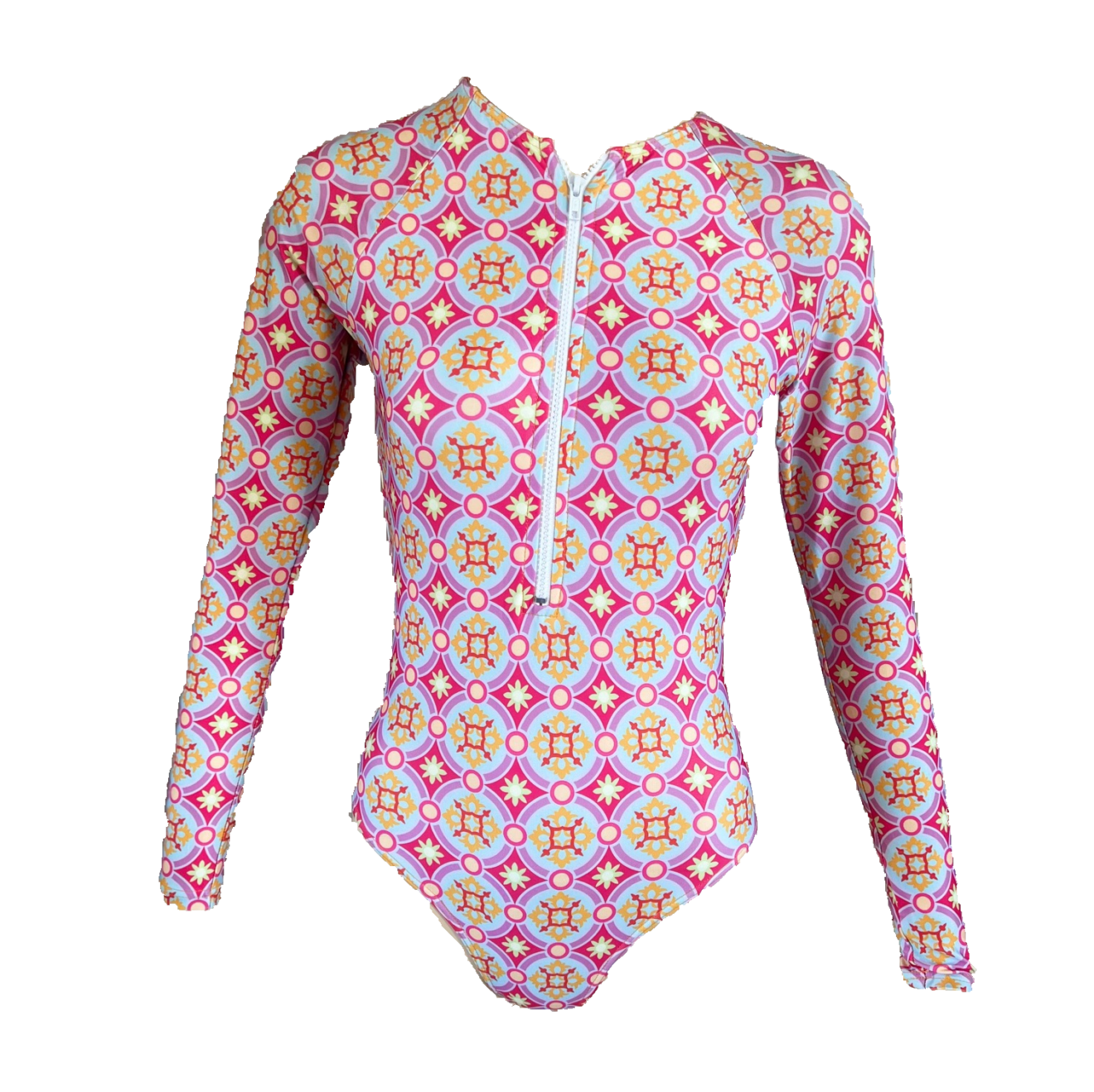 Women's ZipUp UV OnePiece Swimsuit Long Sleeves