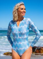 women's zip-up UV one piece swimsuit long sleeves just jump