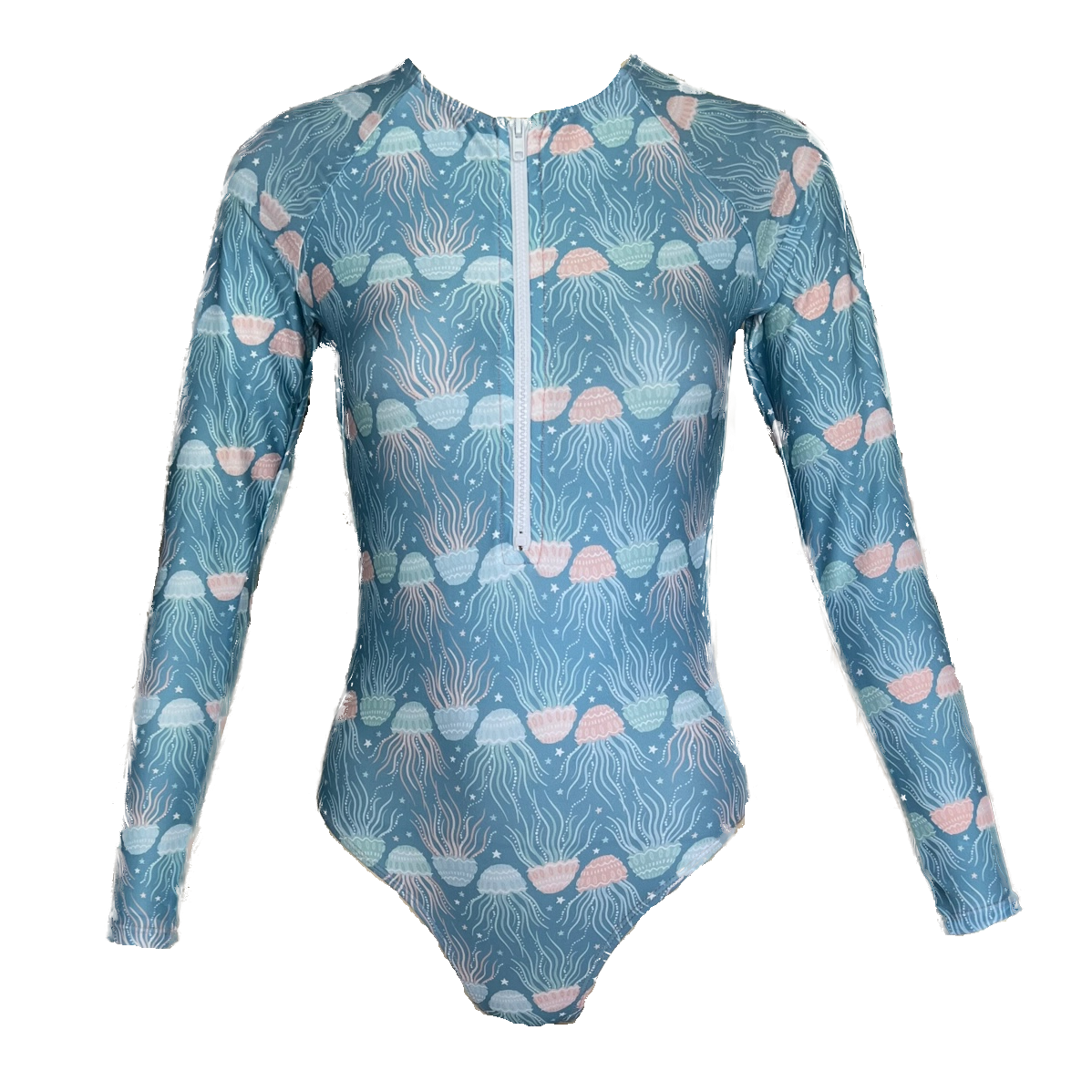 ladies long sleeved UV zip up one piece jelly fish just jump