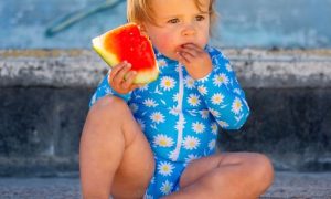 long sleeved swimsuit baby girl